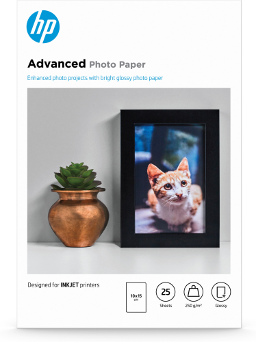 HP Advanced Glossy Photo Paper 250 g/m²-10 x 15 cm borderless/25 sht