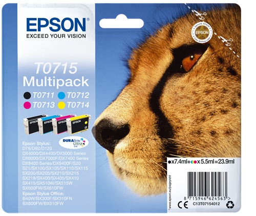 Tinteiro EPSON T0715 Multipack 4 Cores - D78/DX4000/4050/5000/5050