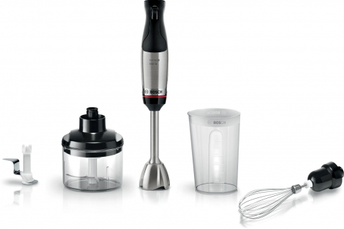 Varinha Bosch Serie 6 ErgoMaster MSM6M622 - 1000 W, Pé em Inox, QuattroBlade System Pro, Controlo Dinâmico de Velocidade, Picador e Batedor