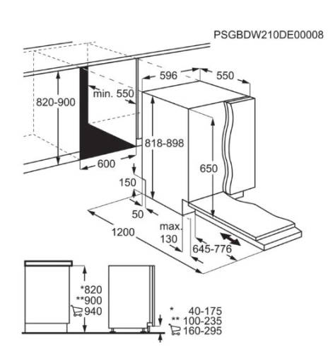 Maquina Lavar Louça Encastre AEG FSB64907Z 14 Conjuntos 60Cm Classe C