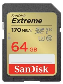 Extreme 64GB SDXC Memory Card + 1 year RescuePRO Deluxe up to 170MB/s & 80MB/s Read/Write speeds, UHS-I, Class 10, U3, V30