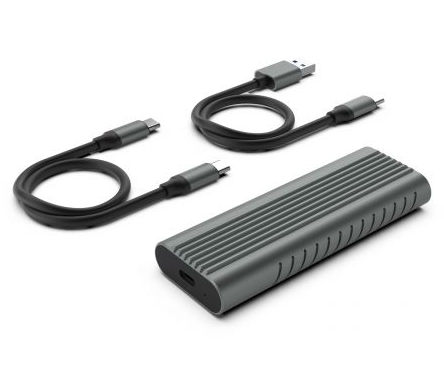 USB 3.2 Gen2  USB-C M.2 NVMe SSD Screwless enclosure, USB C-C and USB C-A cable