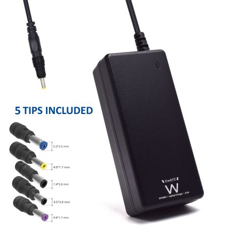 Carregador Notebook EWENT EW3898 charger Home 65W for HP, 5 tips
