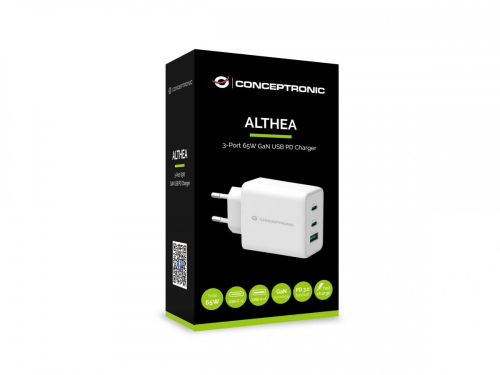 ALTHEA12W 3-PORT 65W GAN USB PD CHARGER, QC 3.0