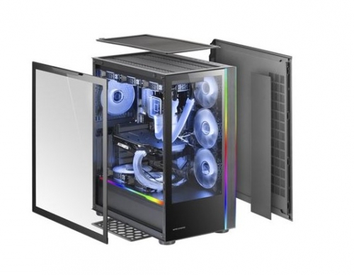 Caixa MARS GAMING MC-ULTRA XXL PREMIUM CUSTOM E-ATX CASE,ARGB DUAL STRIPES,DUAL VERTICAL CHAMBER,BLK