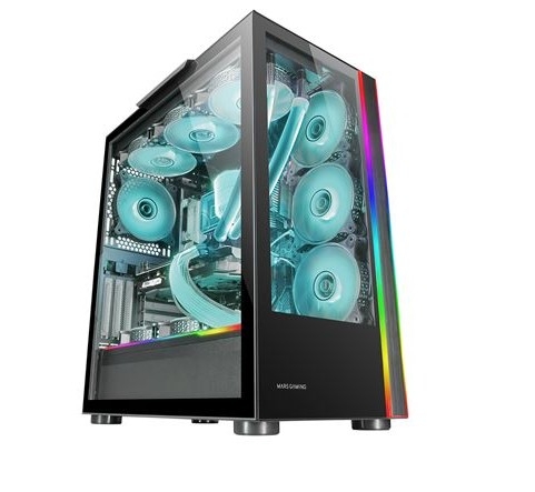 Caixa MARS GAMING MC-ULTRA XXL PREMIUM CUSTOM E-ATX CASE,ARGB DUAL STRIPES,DUAL VERTICAL CHAMBER,BLK