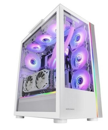 Caixa MARS GAMING MC-ULTRA XXL PREMIUM CUSTOM E-ATX CASE,ARGB DUAL STRIPES,DUAL VERTICAL CHAMBER,WH