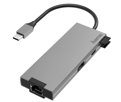 HUB HAMA USB-C MULTIPORT, 5 PORTS X 2 USB-A , HDMI LAN/ETHERNET, ALUMINIO - 200109