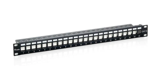 EQUIP PATCH PANEL 19" MODULAR 24P 1U FTP VAZIO PRETO