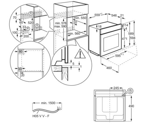 Forno encastre AEG BPS535160W 59,5 pirolitica 71L Classe C