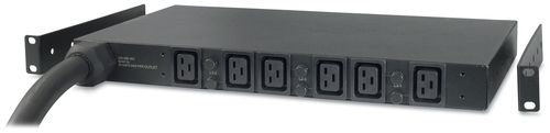 Unidade de distribuição de potência montável em bastidor APC Basic Rack PDU AC 400 V 22 kW 3 fases conectores de saída: 6 2.44 m cabo preto