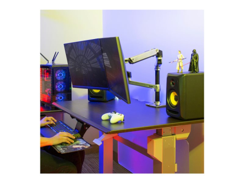 Ergotron LX - Kit de montagem (montagem de presilha de mesa, montagem em anel metálico, pólo, 2 braços articulados, 2 suportes de extensões, tabuleiro para portátil) - para 2 visores LCD ou visor LCD e notebook - alumínio polido - tamanho de tela: at