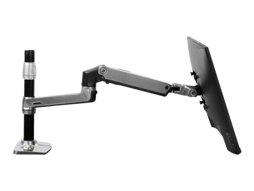 Ergotron LX - Kit de montagem (montagem de presilha de mesa, montagem em anel metálico, pólo, 2 braços articulados, 2 suportes de extensões, tabuleiro para portátil) - para 2 visores LCD ou visor LCD e notebook - alumínio polido - tamanho de tela: at