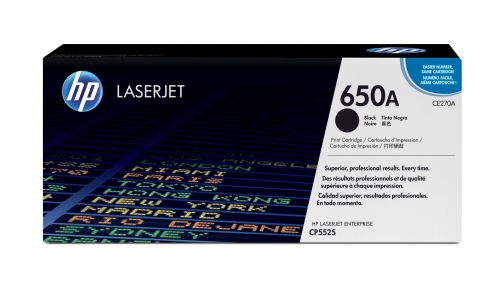 Cartucho de toner HP 650A Preto original LaserJet (CE270A) para Color LaserJet Enterprise CP5525dn, CP5525n, CP5525xh, M750dn, M750n, M750xh