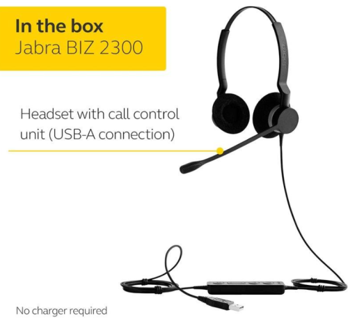 Jabra Auscultadores com cabo BIZ 2300 USB UC Duo  USB 2972813 Preto