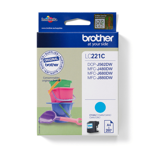 Brother LC221C - Azul cyan - original - tinteiro - para Brother DCP-J562DW, MFC-J480DW, MFC-J680DW, MFC-J880DW