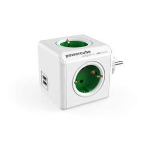 Allocacoc PowerCube original usb - Unidade de distribuição de potência - AC 220-240 V - conectores de saída: 4 (CEE 7/4) - verde kelly