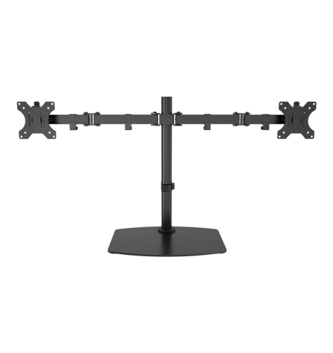 VISION Freestanding Dual Monitor Desk Stand - LIFETIME WARRANTY - fits two display 13-27" with VESA sizes 75 x 75 or 100 x 100 - post height 452 mm / 18.3" - max between screen centres 790 mm / 31" - rotate - swivel and tilt - quick-release - thumbsc