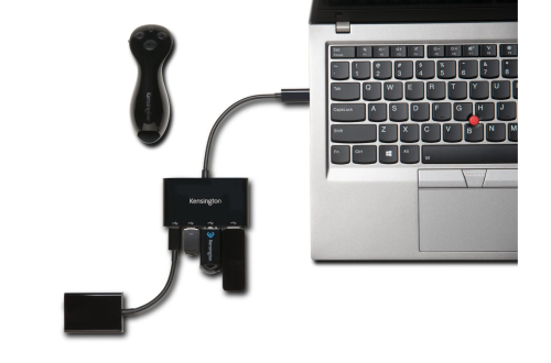 Hub CH1000 Kensington USB-A/USB-C hub de 4 portas plug and play CH1000, 2 x USB 3.1 + 2 x USB-C, 4787170, Cor: Preto