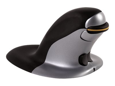 Rato vertical ergonómico Fellowes Penguin Medium destros e canhotos laser sem fios 2.4 GHz receptor sem fio USB preto, prata