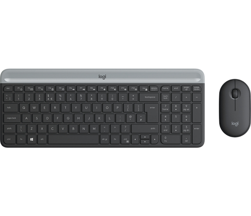 Logitech Slim Wireless Combo MK470 - Conjunto de teclado e rato - sem fios - 2.4 GHz - Nórdico - grafite