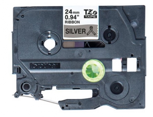 Fita Brother TZe-R951 Cetim preto em prateado