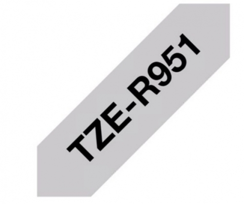 Fita Brother TZe-R951 Cetim preto em prateado
