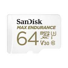 SanDisk Max Endurance - Cartão de memória flash (adaptador microSDXC para SD Incluído) - 64 GB - Video Class V30 / UHS-I U3 / Class10 - microSDXC UHS-I