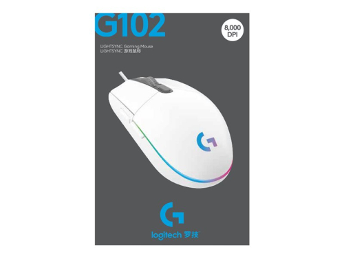 Rato Logitech Gaming Mouse G102 LIGHTSYNC para Mão direita óptico 6 botões com cabo USB branco 910-005824