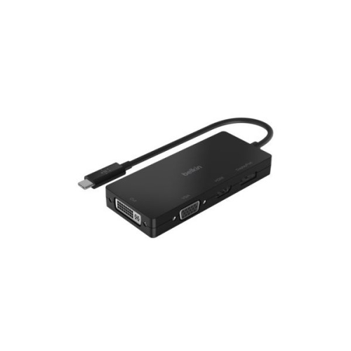 Belkin - Adaptador de vídeo - 24 pin USB-C macho para HD-15 (VGA), DVI-I, HDMI, DisplayPort fêmea - preto - suporte de 4K
