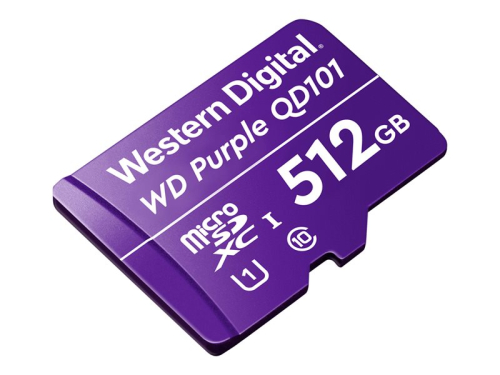 Western D Purple SC QD101 WDD512G1P0C Cartão de memória flash 512 GB UHS-I U1  Class10  microSDXC UHS-I  púrpura