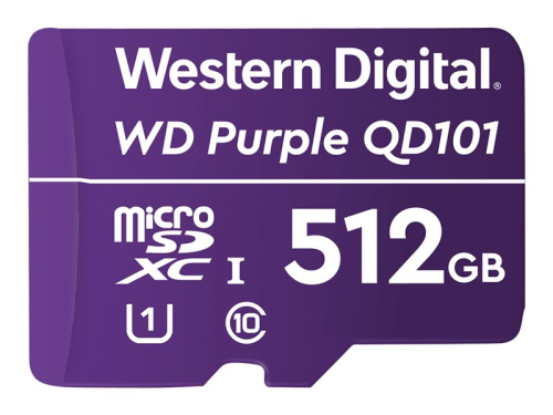 Western D Purple SC QD101 WDD512G1P0C Cartão de memória flash 512 GB UHS-I U1  Class10  microSDXC UHS-I  púrpura
