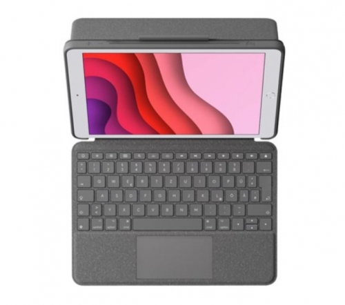 Capa Folio Logitech Combo Touch - com Teclado QWERTZ Alemão, Trackpad e Retroiluminação, Smart Connector, Grafite, para iPad 10,2" 7.ª/8.ª/9.ª geração — 920-009624.