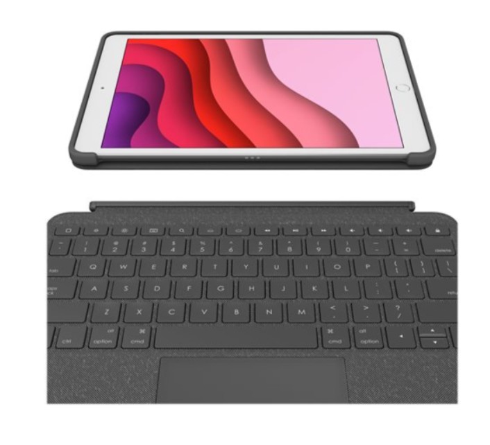 Capa Folio Logitech Combo Touch - com Teclado QWERTZ Alemão, Trackpad e Retroiluminação, Smart Connector, Grafite, para iPad 10,2" 7.ª/8.ª/9.ª geração — 920-009624.