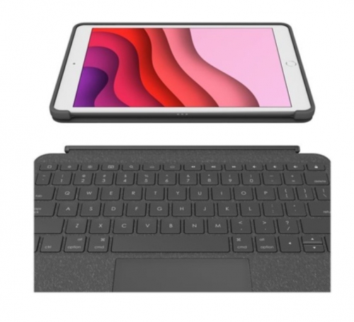 Capa Folio Logitech Combo Touch - com Teclado QWERTZ Alemão, Trackpad e Retroiluminação, Smart Connector, Grafite, para iPad 10,2" 7.ª/8.ª/9.ª geração — 920-009624.