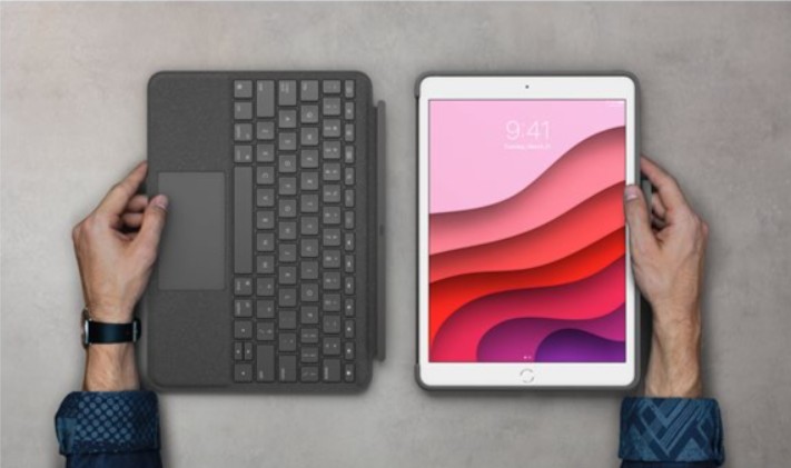 Capa Folio Logitech Combo Touch - com Teclado QWERTZ Alemão, Trackpad e Retroiluminação, Smart Connector, Grafite, para iPad 10,2" 7.ª/8.ª/9.ª geração — 920-009624.