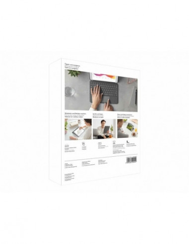 Teclado e pasta de folio Logitech Combo Touch - com trackpad - retroiluminação - Apple Smart connector - QWERTY - Pan-Nórdico - grafite - para Apple 10.2-inch iPad (7ª geração, 8ª geração, 9ª geração)