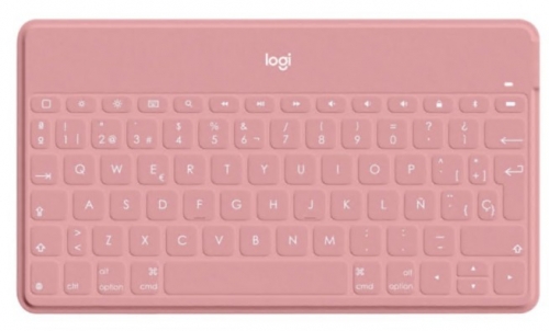 Teclado sem fios Bluetooth QWERTY Espanhol rosa blush para Apple iPad/iPhone/TV Logitech Keys-To-Go 920-010043