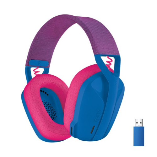 Logitech Lightspeed G435 - Auscultadores - tamanho completo - Bluetooth / frequência de rádio 2,4 GHz - sem fios - azul - Certificado pelo Discord