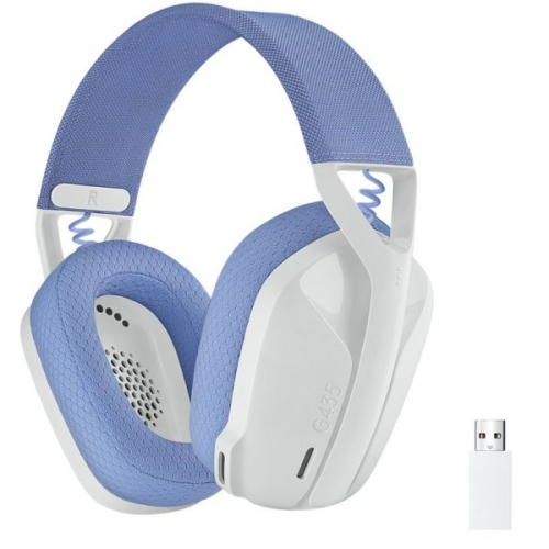 Logitech Lightspeed G435 - Auscultadores - tamanho completo - Bluetooth / frequência de rádio 2,4 GHz - sem fios - branco - Certificado pelo Discord