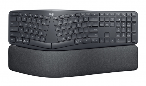 Logitech ERGO K860 Split Keyboard for Business - Teclado - sem fios - Bluetooth LE - QWERTY - Padrão internacional americano - grafite, 920-010352