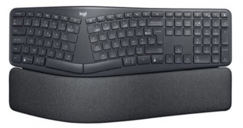 Teclado full size Logitech Ergo Series ERGO K860 for Business sem fios 2.4 GHz, Bluetooth 5.0 LE QWERTY Pan-Nórdico grafite