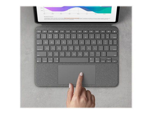 Teclado e pasta de folio Logitech Combo Touch com trackpad retroiluminação Apple Smart connector QWERTY Padrão internacional AMERICANO- cinzento oxford para Apple 12.9-inch iPad Pro (5ª geração) 920-010257