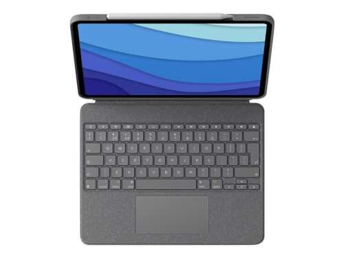 Teclado e pasta de folio Logitech Combo Touch com trackpad retroiluminação Apple Smart connector QWERTY Padrão internacional AMERICANO- cinzento oxford para Apple 12.9-inch iPad Pro (5ª geração) 920-010257
