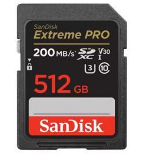 SanDisk Extreme Pro - Cartão de memória flash - 512 GB - Video Class V30 / UHS-I U3 / Class10 - SDXC UHS-I