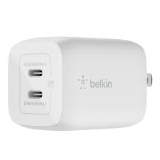 Belkin BOOST CHARGE PRO GaN - Adaptador de alimentação - tecnologia PPS e GaN - 65 Watt - Fast Charge, PD 3.0 - 2 conectores de saída (2 x USB-C) - branco