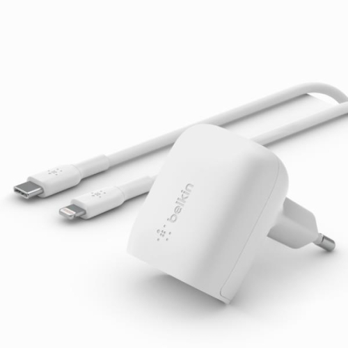 Belkin BOOST CHARGE - Adaptador de alimentação - 20 Watt - Fast Charge, Fornecimento de Energia 3.1 (24 pin USB-C) - no cabo: Lightning - branco - para iPad/iPhone/iPod (Lightning)