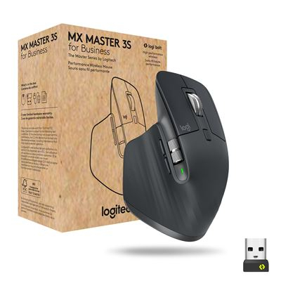 Rato ergonómico Logitech Master Series MX Master 3S for Business - para direita - óptico - 7 botões - sem fios - Bluetooth - recetor USB Logitech Logi Bolt - grafite
