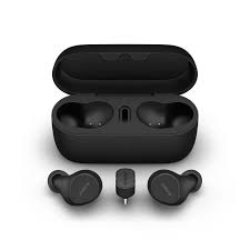 Jabra Evolve2 Buds UC - Auscultadores sem fios com microfonoe - intra-auricular - bluetooth - cancelamento de ruído activo - USB-C através de adaptador de Bluetooth - isolamento de ruído - preto - Certificação Zoom, Otimizado para Google Meet