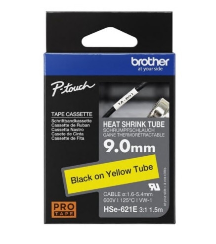 Fita Brother HSe-621E Preto em amarelo